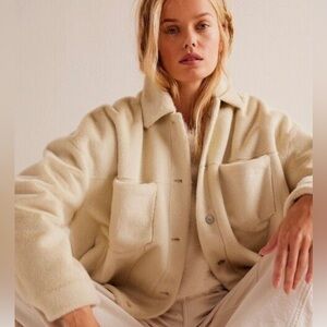 We The Free Cozy Opal Swing Button Up Faux Fur Jacket Size extra large Women's